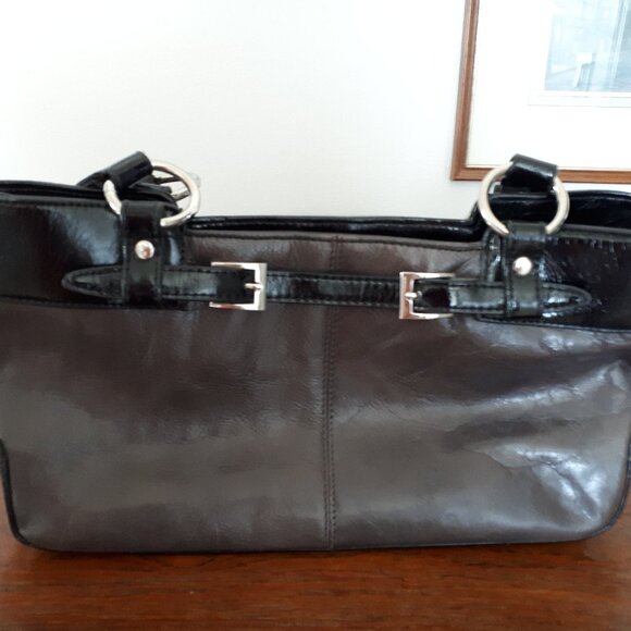 Bag by Tuscan's Genuine Leather - Black patent and Grey/Brown - Picture 2 of 5